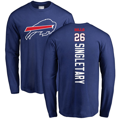 Men NFL Buffalo Bills #26 Devin Singletary Royal Blue Backer Long Sleeve T Shirt->buffalo bills->NFL Jersey